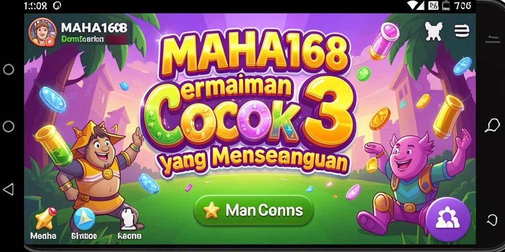 Tampilan gameplay seru dalam MAHA168 saat mencocokkan elemen.