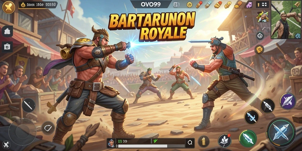 Gameplay OVO99 dengan aksi Battle Royale yang seru.